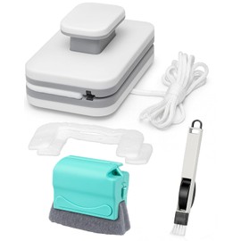 Dromco Magnetic Window Cleaner, Windshield Magnetic Car Window Cleaner Tool with Anti-Falling Rope, Track Cleaner and Dustpan Cleaning Brush, for Glass Thickness 3-5 Inch