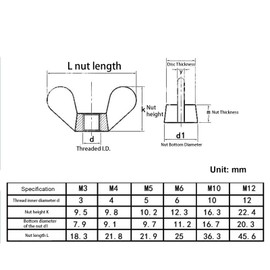 Leliafleury 30Pcs Butterfly Wing Nut M6 Stainless Steel Wing Nuts Hand Twist Tighten Fasteners for DIY Tools Machinery Electronic Equipment