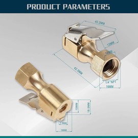 MACHSWON 4 Pcs Air Chuck with Clips 1/4" Female NPT Closed Flow Air Chucks with Connector Fit for Tire Inflator Gauge Compressor Accessories