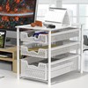 Simple Houseware 3 Tier White Alloy Steel Sliding Basket Organizer