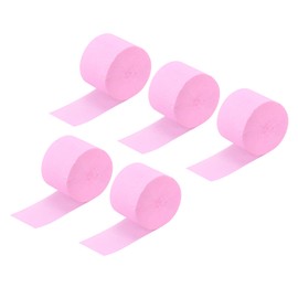 sourcing map Crepe Paper Streamer Crepe Paper Decoration 82ft Long 1.77 Inch Wide for Birthday Party Wedding Thanksgiving Christmas Decorations DIY, Light Pink Pack of 5