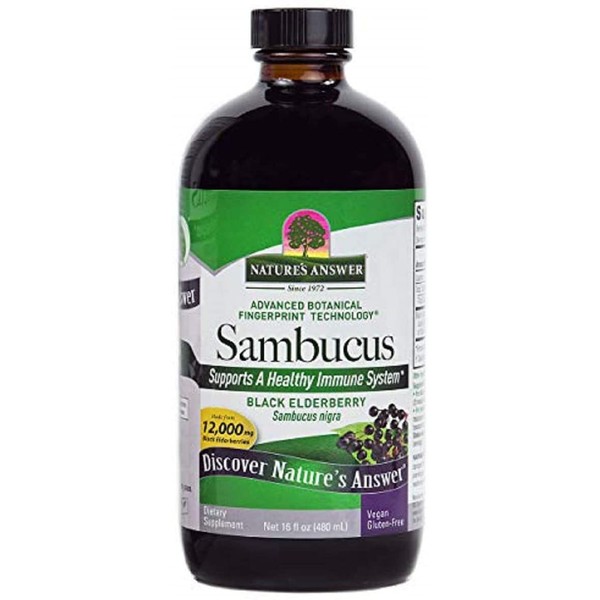 Nature's Answer Sambucus Dietary Supplement, Original for Daily Immune and Antioxidant Support | Made in The USA | Alcohol-Free, Gluten-Free & Vegan 16oz