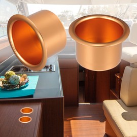 X AUTOHAUX 2pcs Aluminum Alloy Universal Cup Drink Holder Gold Tone for Marine