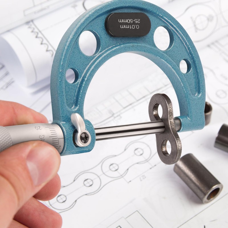 Outside Micrometer, 25-50mm External Micrometer Stainless Steel High Accuracy Thickness