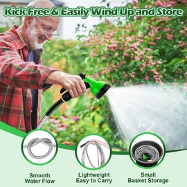 Garden Hose- Stainless Steel Water Hose with 10 Function Nozzle, No Kinks & No Tangles, Flexible, Lightweight, Puncture Resistant & Rust Proof Metal Garden Hose for Yard, RV, Garden, Outdoor