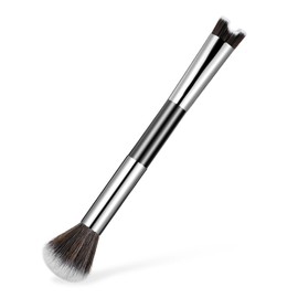 Nose Contour Brush, 2 in 1 U-Shaped Nose Sculpting & Blush Brush Dual-Ended Fluffy Contouring Brushes Precision Defining Angled Cheek Bones, Highlight, Powder, Contour, Makeup Beginners (Black)