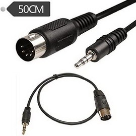 AKNPMHT 5 Needle DIN-Male Cable 5 Needle Din MIDI Plug 3.5mm (1/8in) TRS Stereo Male Jack Stereo Audio Cable for Electronic Instrument Signal Output 0.5m