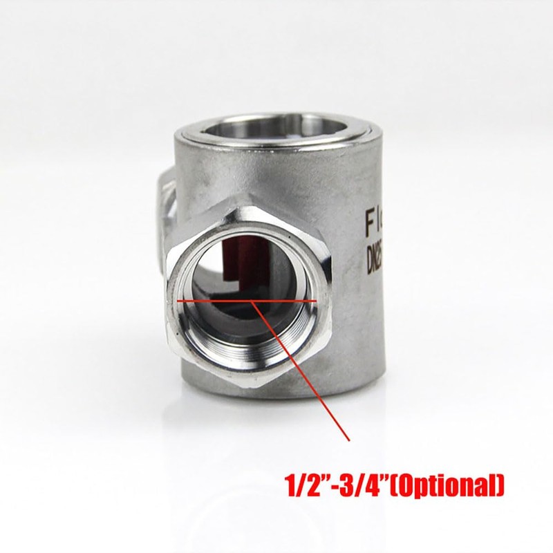 Stainless Steel Flow Indicator, 1/2 Inch Window Sight Glass Water