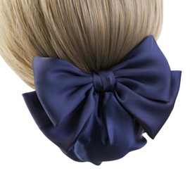 Chignon Net with Ribbon, Bun Net, Large, Hair Accessory, Women's, Hair Combo, Formal, Job Hunting, Elegant, Simple, Hair Clip, Net Included, Hair Ribbon (Navy)