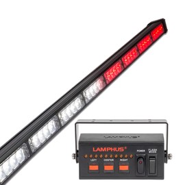 LAMPHUS SolarBlast 38" 32W Red White LED Traffic Advisor Light Bar with TA Controller Box - 12V Waterproof Emergency Safety Warning Lightbar for Firefighter EMS First Responder Car Truck