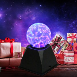 Comely Modern Plasma Ball 4 W, Magic Plasma Ball with Touch Sensor, Black Base and Blue Light, Perfect as a Flash Ball for Festival and Party Lighting