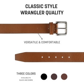 Wrangler Men’s Leather Belt, Country Casual Every Day Belt for Jeans, Light Brown, 38 (waist 35-36)