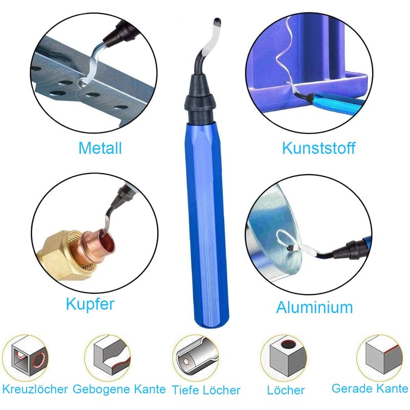 KEWAYO Universal deburring tool, metal handle, hand deburring tool with