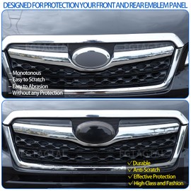 Smoked Rear and Front Emblems Trim Cover Fit for Subaru Forester 2013-2018, ABS Front Rear Logo Trim Cover, Front Hood Rear Trunk Emblem Decorative Accessories, 2PCS