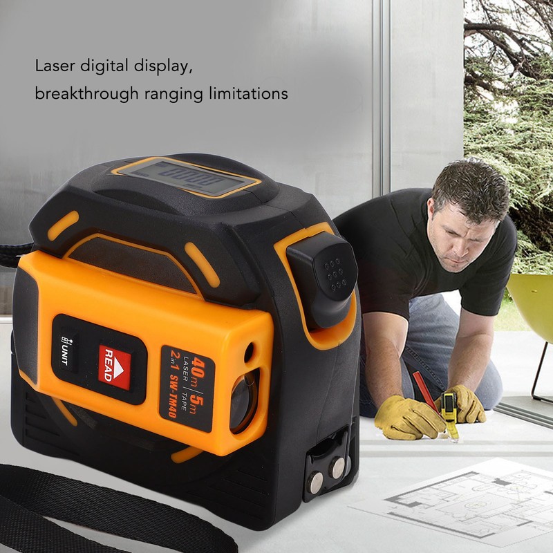Laser Tape Measure High Accuracy ABS Housing Manganese Steel Digital