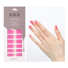 QLOLIS Premium - Juego de pegatinas de uñas de gel para manicura con 1 lima de uñas (rosa intenso)