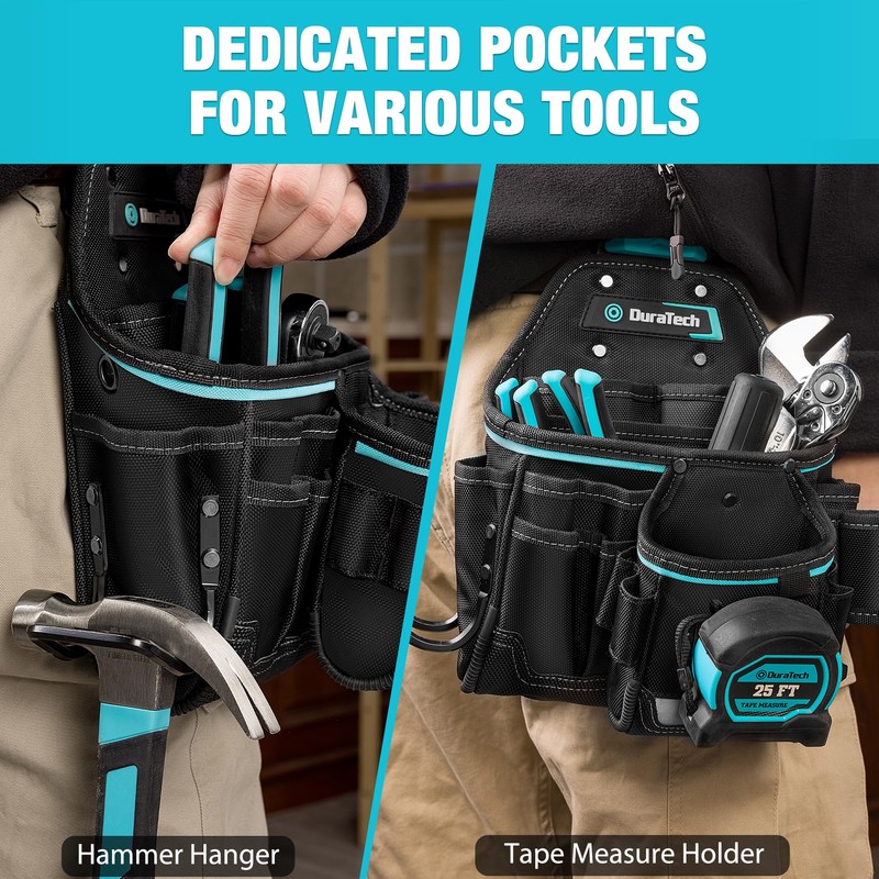 DuraTech Tool Pouch with Belt Clip, Electrician Tool Pouch with