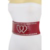 Unbranded Women Red Elastic Wide Friendship Statement Belt Hip High
