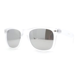 Matte Frost Neon Iconic Hipster Horn Rim Silver Mirror Sunglasses Clear