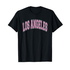 Los Angeles Arched Pink Text Maglietta