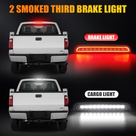 CAFOPAR LED Third 3rd Brake Light, fit for 1992-1997 Ford F150 F250 F350, High Mount Stop Light Red/White Rear Cargo Light,Smoked Lens