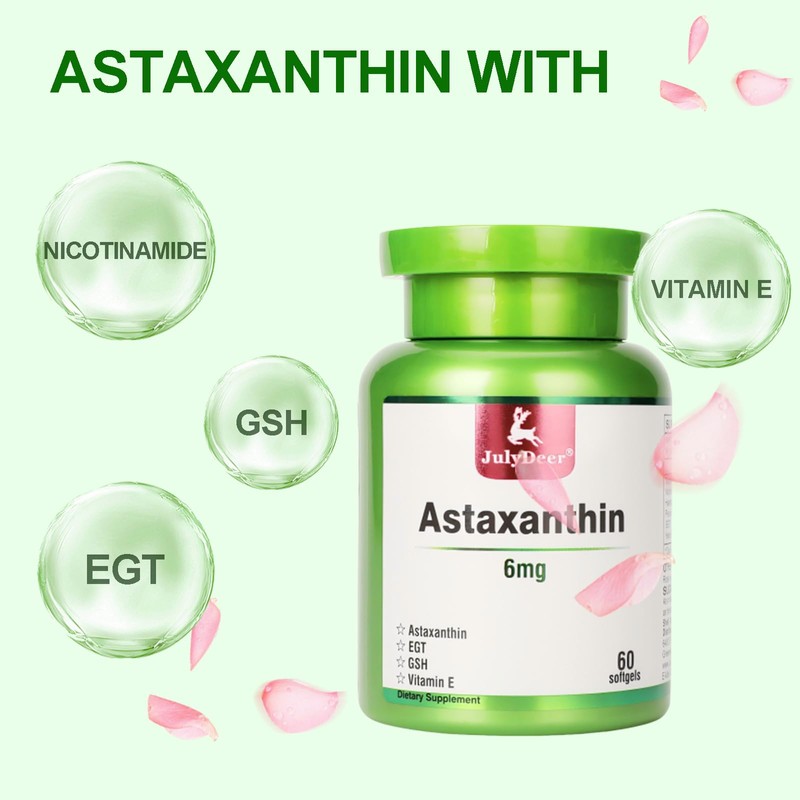 JulyDeer Astaxanthin 6 mg Per Serving, 60 Softgels – Double