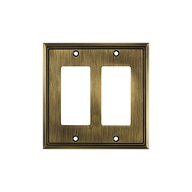 Rok Hardware Wall Plate Contemporary Decorative Rocker/GFCI Switch Plate (Antique Gold, 2 Gang)