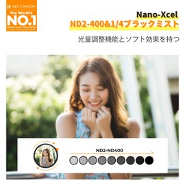 K&F Concept 52mm ND2-ND400 & Black Mist 1/4 Lens Filter, Variable ND Filter, 2 in 1, 2-in-1 Multi-Function Filter, 28 Layer Nano Coating on Both Sides, Mildew, Waterproof, Oleophobic, Scratch