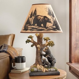 BLACK FOREST DECOR Woodland Bear Scene Lamp