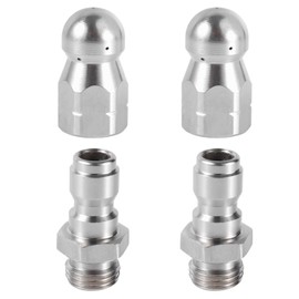 NQEUEPN 4pcs Sewer Jetter Nozzle & 1/4" NPT Quick Connector, Stainless Steel Jetter Nozzle for Pressure Washer Drain Jet Hose Sewer Jet Nozzle Cleaning Tool Spray Nozzle Tips Kit 5000 PSI