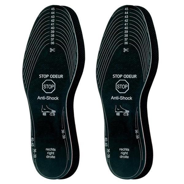 pedag Stop Odeur Odor Absorbing Insoles, Latex Super Effective Activated Charcoal, 2 Count