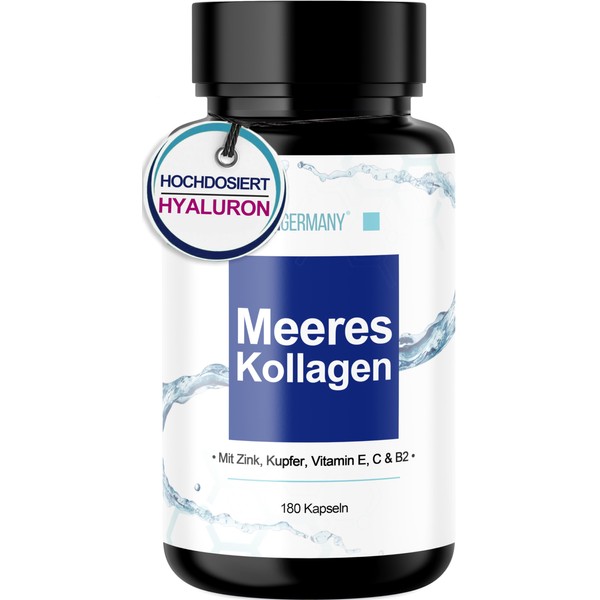MBMGermany® Sea Collagen Capsules [Salmon] + Hyaluronic Acid, Zinc, Copper, Vitamin E, C & B2 + Laboratory Tested by Dr. Mang - 180 Collagen Capsules