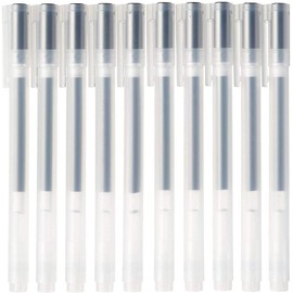 Gel Ink Ballpoint Pen Cap Type 10-Pieces Set, 0.5 mm Nib Size, Black