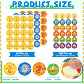 Tenare 300 Pieces Sports Day Stickers Include 35 mm Star and 50 x 40 mm 1st 2nd 3rd Rosettes Stickers(Stylish Style)