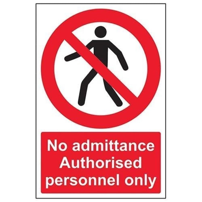V Safety No Admittance Authorised Personnel Only Pedestrian Sign -
