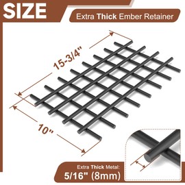 BJADE‘S 16" x 10" Fireplace Grate Ember Retainer - Extra Thick Heavy Duty Solid Steel Mesh Grille for Fireplace & Fire Pit, Prevents Burning Embers from Falling, Durable Camping & Indoor,Outdoor Use