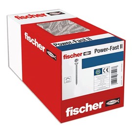 fischer 670623 FPF Power-Fast II 3.5 x 18 mm Chipboard Wood Screws, Countersunk Head with Inner Star TX, Fully Threaded, Galvanised Blue Passivated, Box of 200