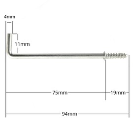 Turners Quality Bearings 75MM 3" Chrome Shouldered Straight Cup Hook Dresser Screw in Medium - Pack 10