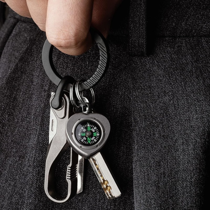 TISUR Men's Titanium Carabiner for Keycase Keychain with Key Ring