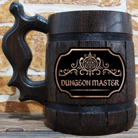 Dungeon Master Beer Mug, Dungeons and Dragons Gamer Gifts, Gamer Wooden Beer Stein, Gamer Decor, Gamer Mug, Wooden Tankard, DM Mug, Geek Gifts