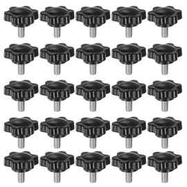 QUARKZMAN Pack of 25 Knurled Screws with Star Handle M5 x 10 mm x 25 mm Star Grip Screw Plastic Knob Stainless Steel 304 Threaded Bolts Clamping Screw Star Grip Nut Clamping Knob for Machine