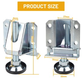 DBREAKS Furniture Levelling Feet, 4 Pieces Heavy Duty Adjustable Leveler, Adjustable Furniture Feet, Furniture Leveler, Height Adjustable Threaded Feet, Cabinet Feet & Base Feet with Locking Nuts