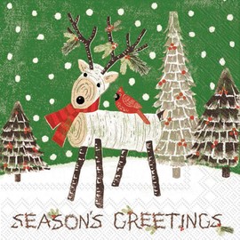 Boston International IHR 3-Ply Paper Napkins, 20-Count Cocktail Size, Woodsy Winter Seasons