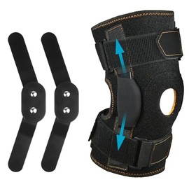 AOOWU Athletics Knee Support for Men and Women, Adjustable Compression Bandage with Steel Plate Holder & Patella Gel Pads for Meniscus Tear, Arthritis, ACL, Joint Pain, Running, Sports