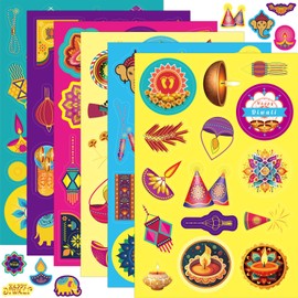 Diwali Stickers for Kids Festival of Light Self Adhesive Sticker for Party Supplies Wrapping Decors Laptop Scrapbook Ornament 30 Sheets