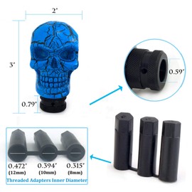 Thruifo Skull MT Car Stick Shifter Handle, Gear Shift Knob Small Teeth Devil Skeleton Style Fit Most Manual Automatic Transmissions, Blue Pattern
