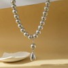 Chunky Gold Beaded Choker Necklace for Women Big Silver Teardrop