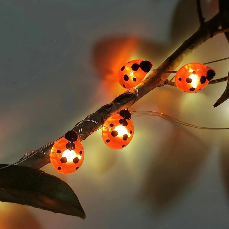 WONFAST Ladybugs Fairy String Lights, 9.8ft 30LED Ladybug Silver Wire