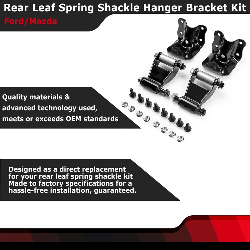 Rear Leaf Spring Shackles Hanger Brackets Repair Kit for Ford