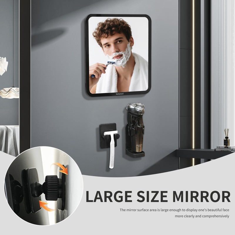 Fog Free Shower Mirror 8×7 Inches, Rotatable Bathroom Anti-Fog Mirror